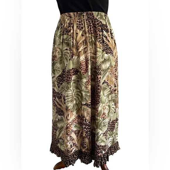 Unbranded Made in Texas Leopard Print BOHO Stretch Pockets Midi Skirt Size Small - Picture 5 of 13